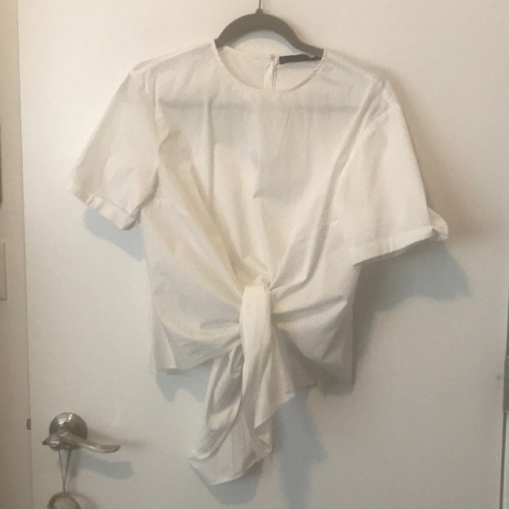 Zara poplin top with front knot